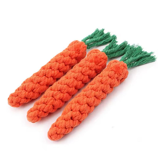 חבל נשיכה לכלבים בצורת גזר – צעצוע לעיסה חזק ומהנה בעיצוב מקורי